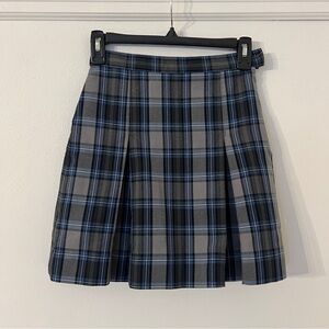 Schoolbelles Two-kick Pleated Skirt Blue/Grey Plaid size 7 NWOT